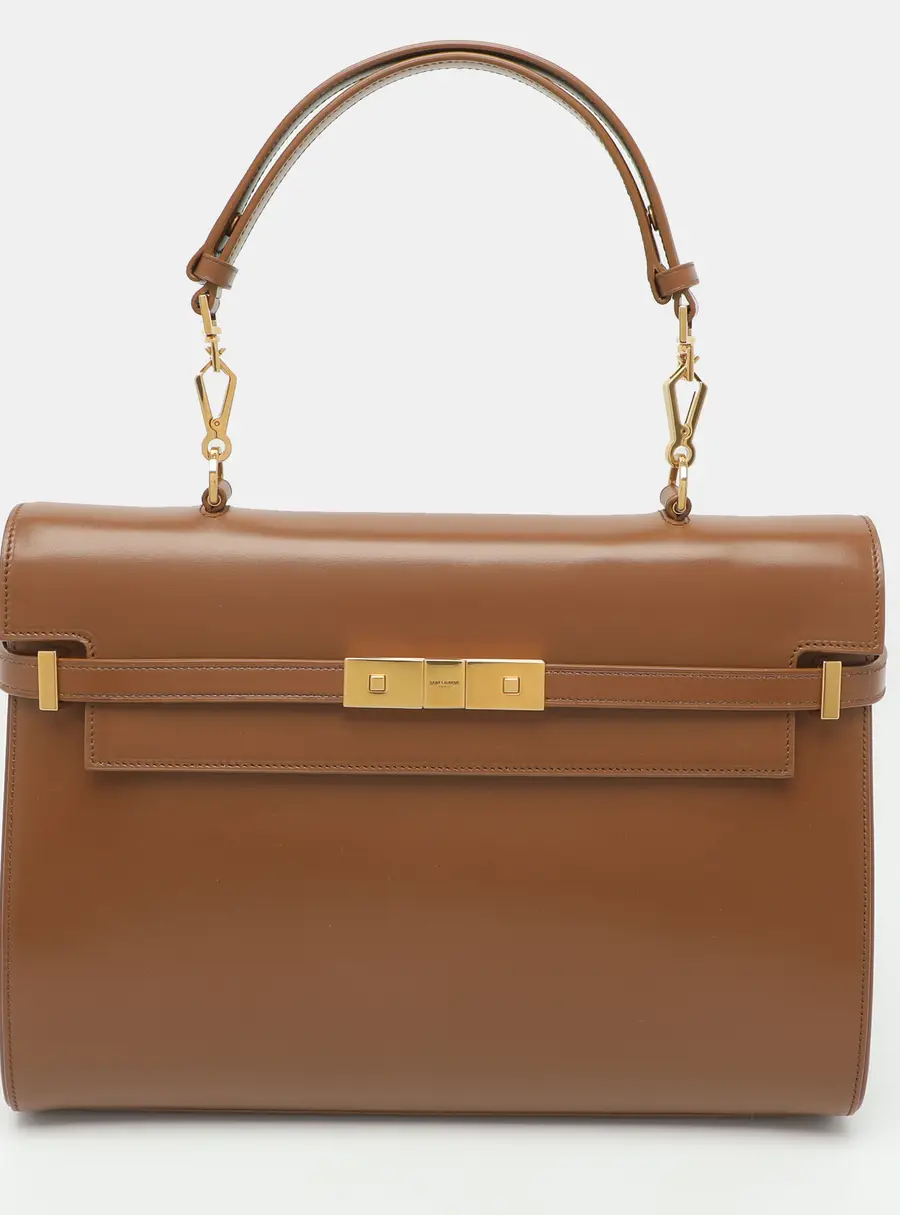 Saint Laurent Manhattan Medium Brown Leather Top Handle Bag