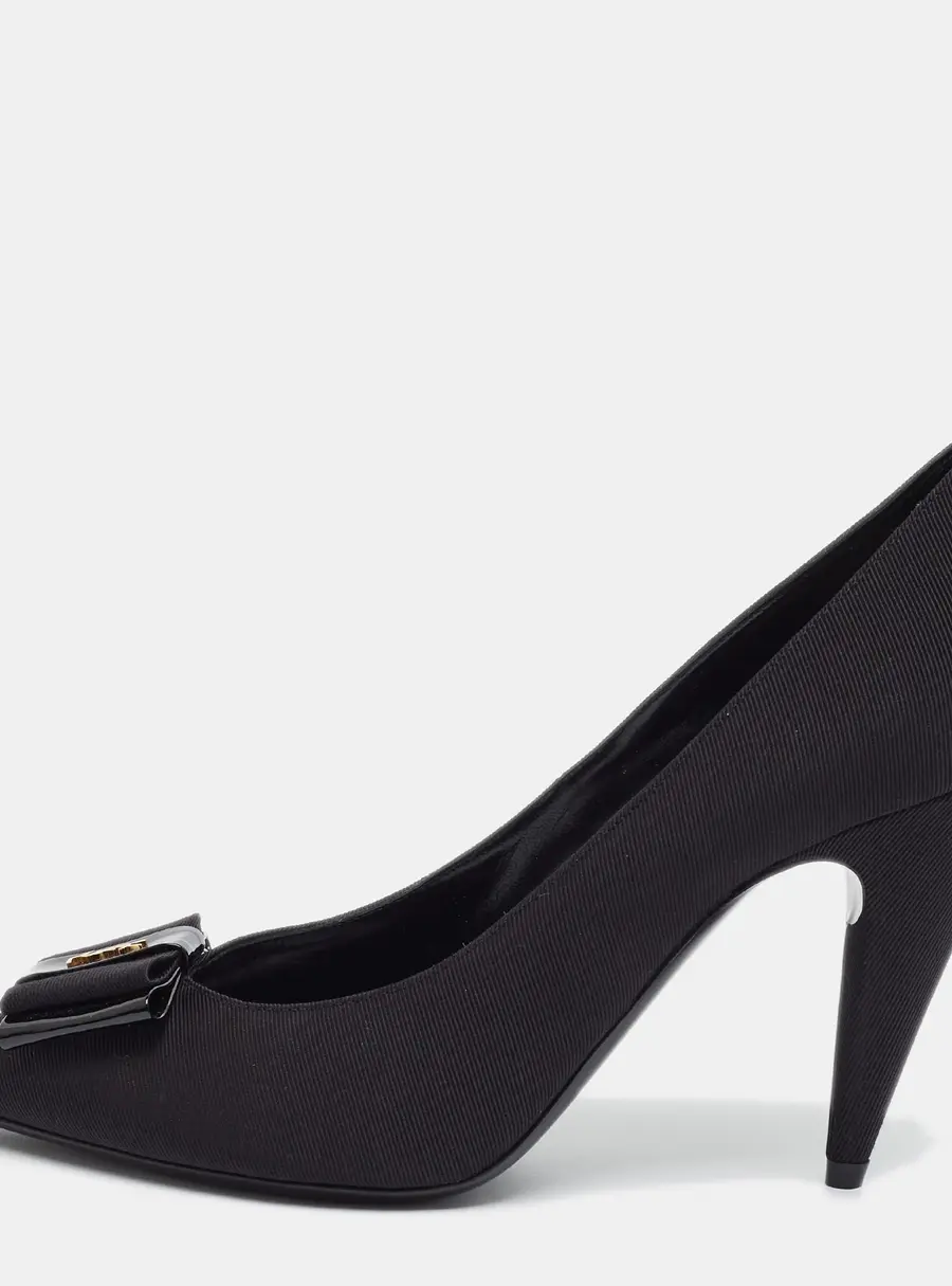 Saint Laurent Anais Bow Size 40.5 Black Grosgrain Pumps