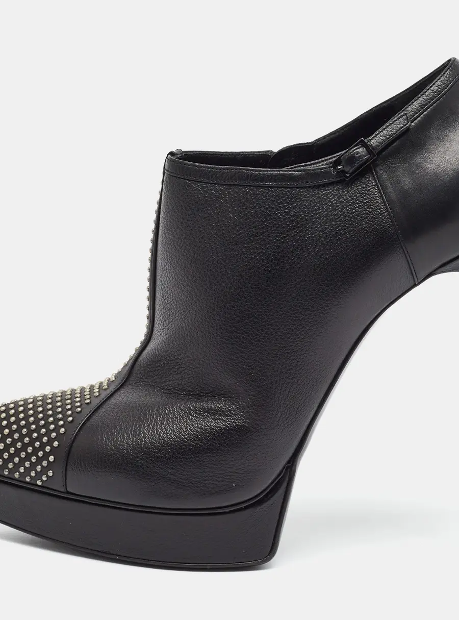 Saint Laurent Janis Size 41 Black Leather Booties