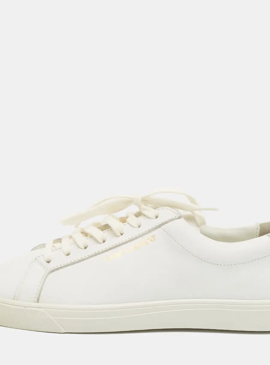 Saint Laurent Andy Size 37.5 White Leather Low Top Sneakers