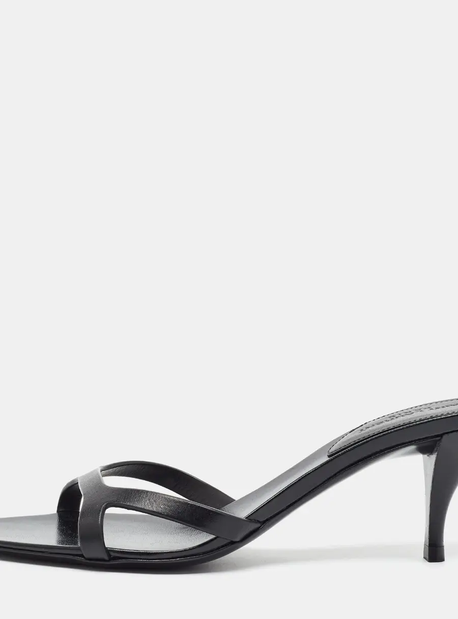 Saint Laurent Carla Size 35 Black Leather Slide Sandals
