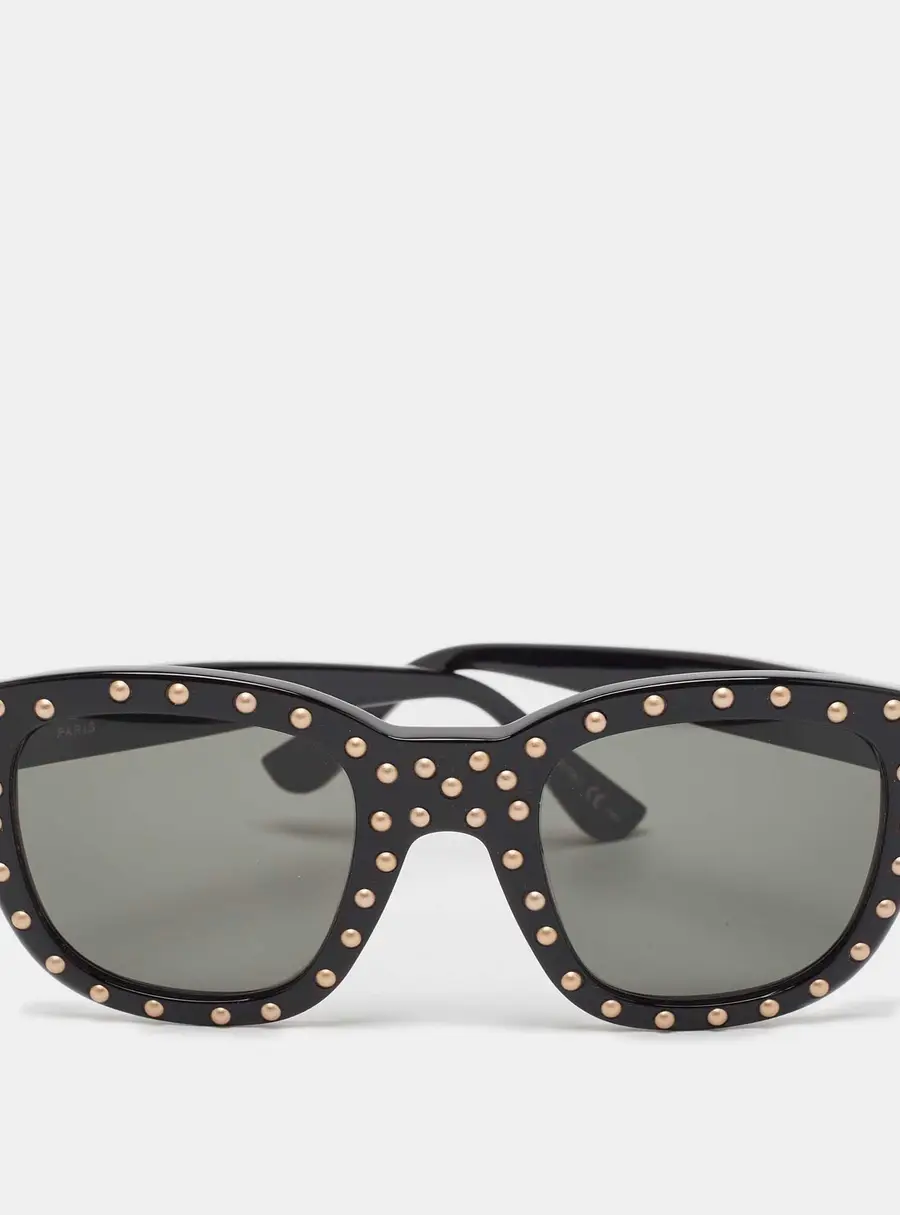Saint Laurent Black SL100 Lou Studded Square Sunglasses