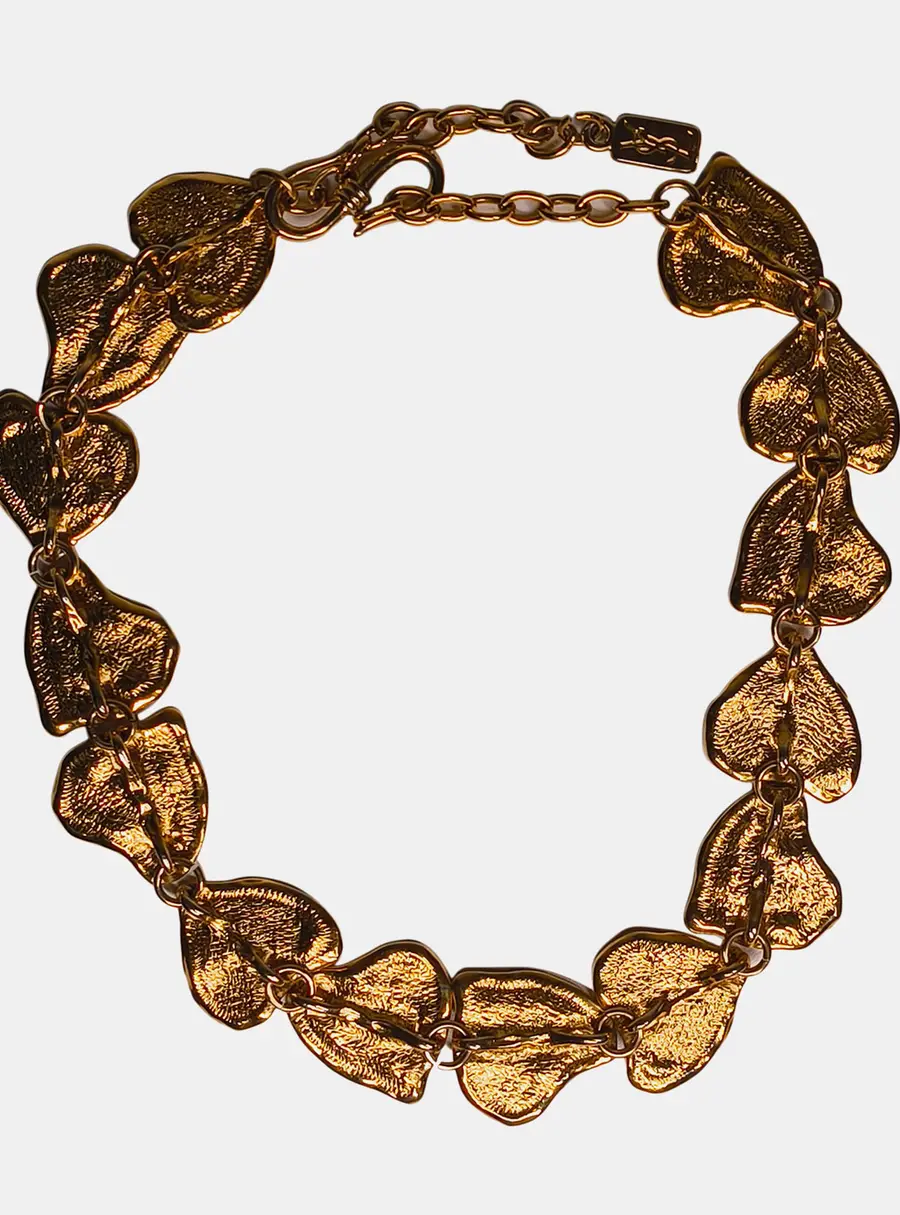 Saint Laurent Vintage Gold Plated Textured Necklace