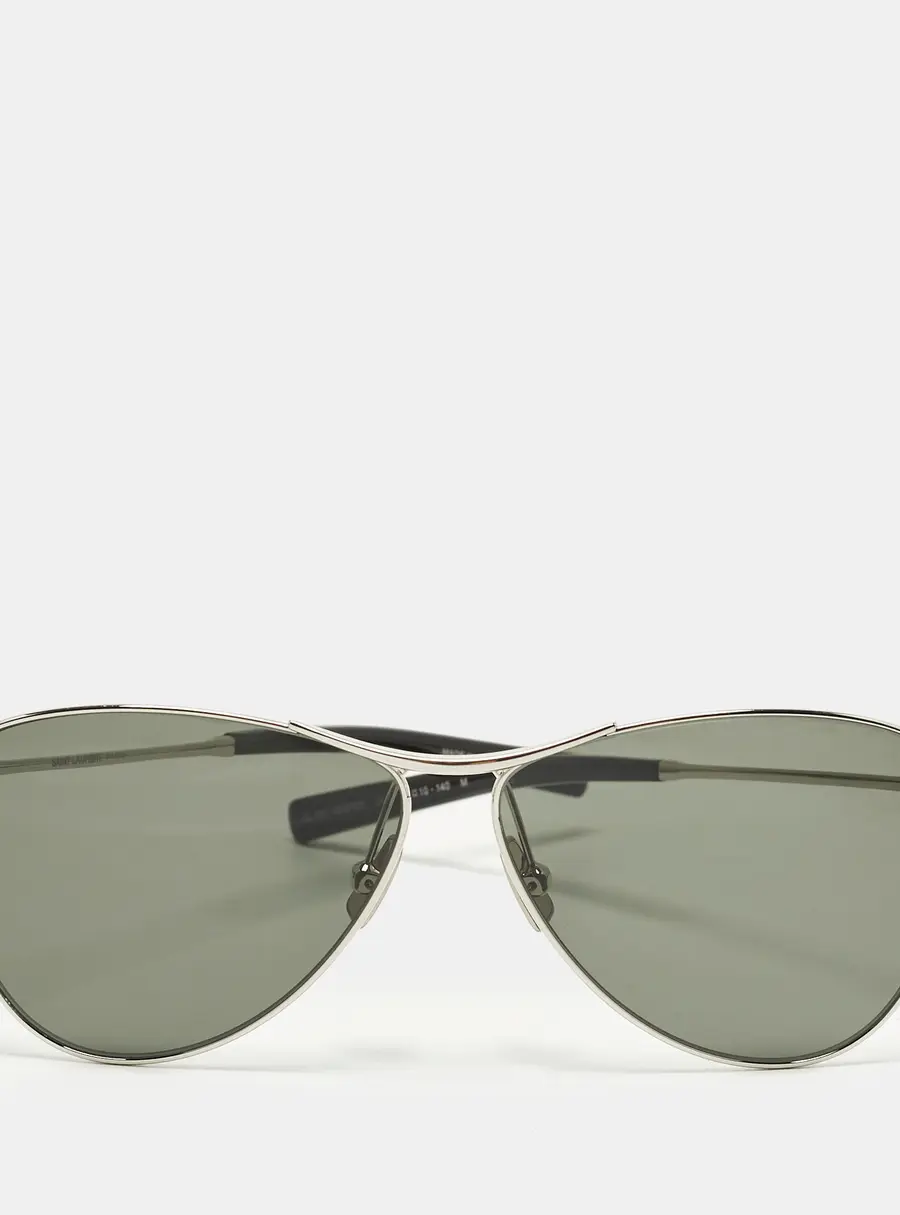 Saint Laurent Black/Silver Tone SL 831 Vesper Aviator Sunglasses