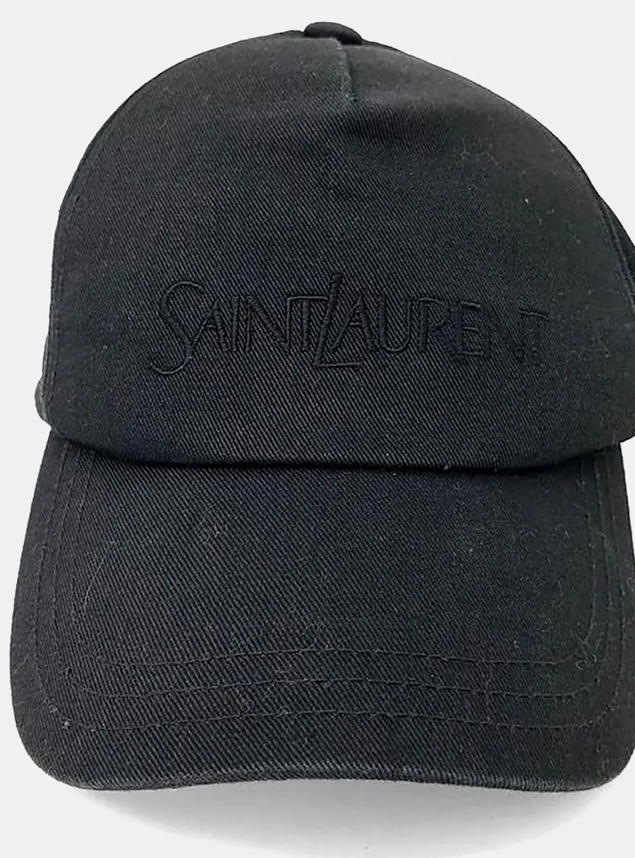 Saint Laurent Black Cotton Linen cap