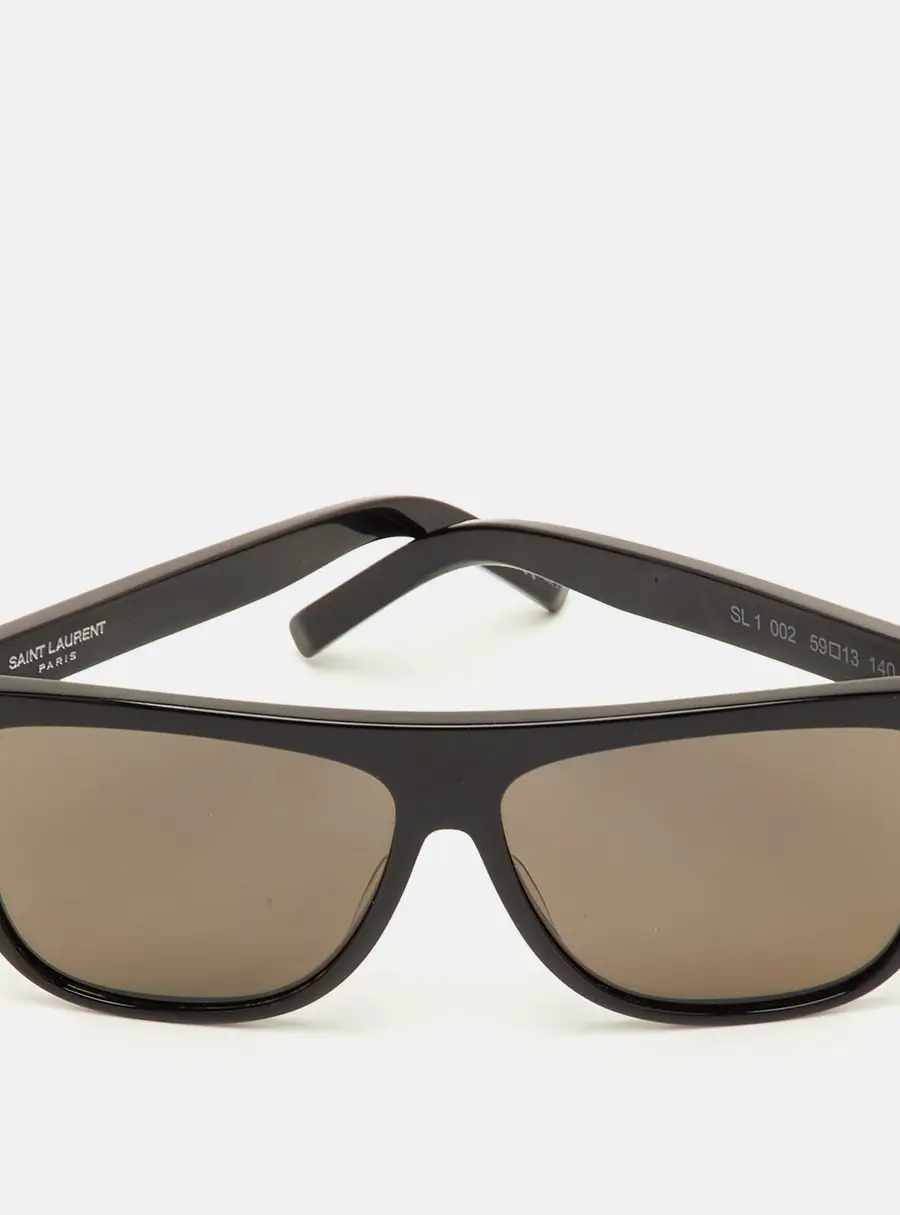 Saint Laurent Black/Grey Acetate SL 1 Rectangular Sunglasses