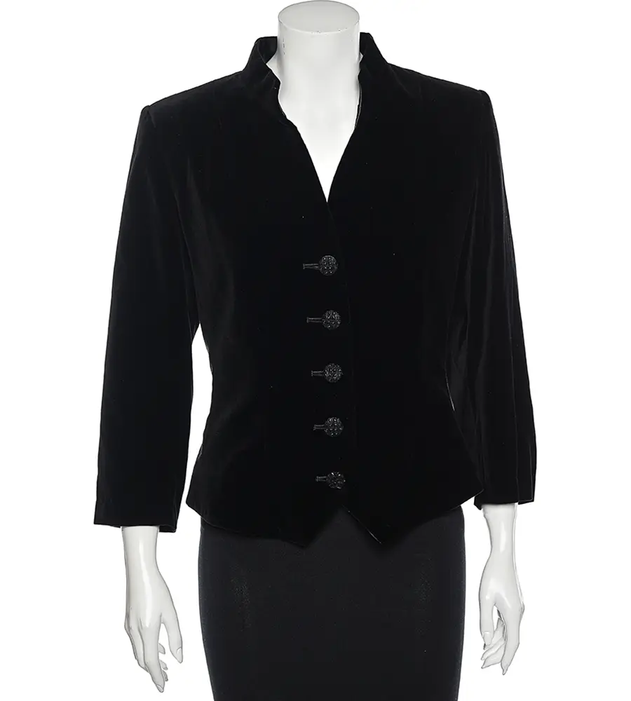 Saint Laurent Black Velvet Button Front Jacket L
