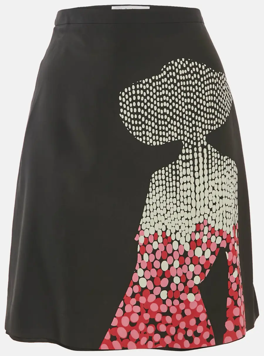 Saint Laurent Paris Black Printed Silk Mini Skirt M