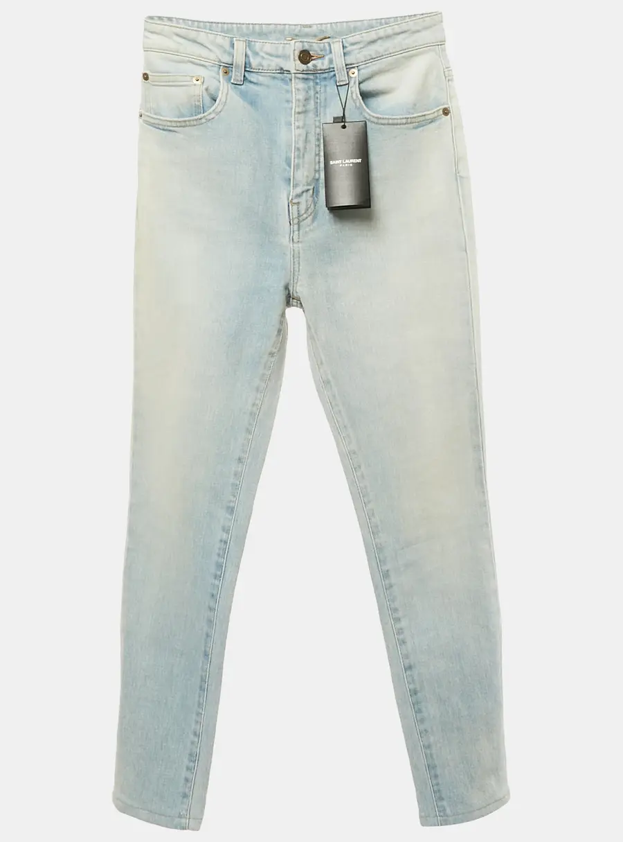 Saint Laurent Light Blue Faded Denim Skinny Jeans M Waist 27"