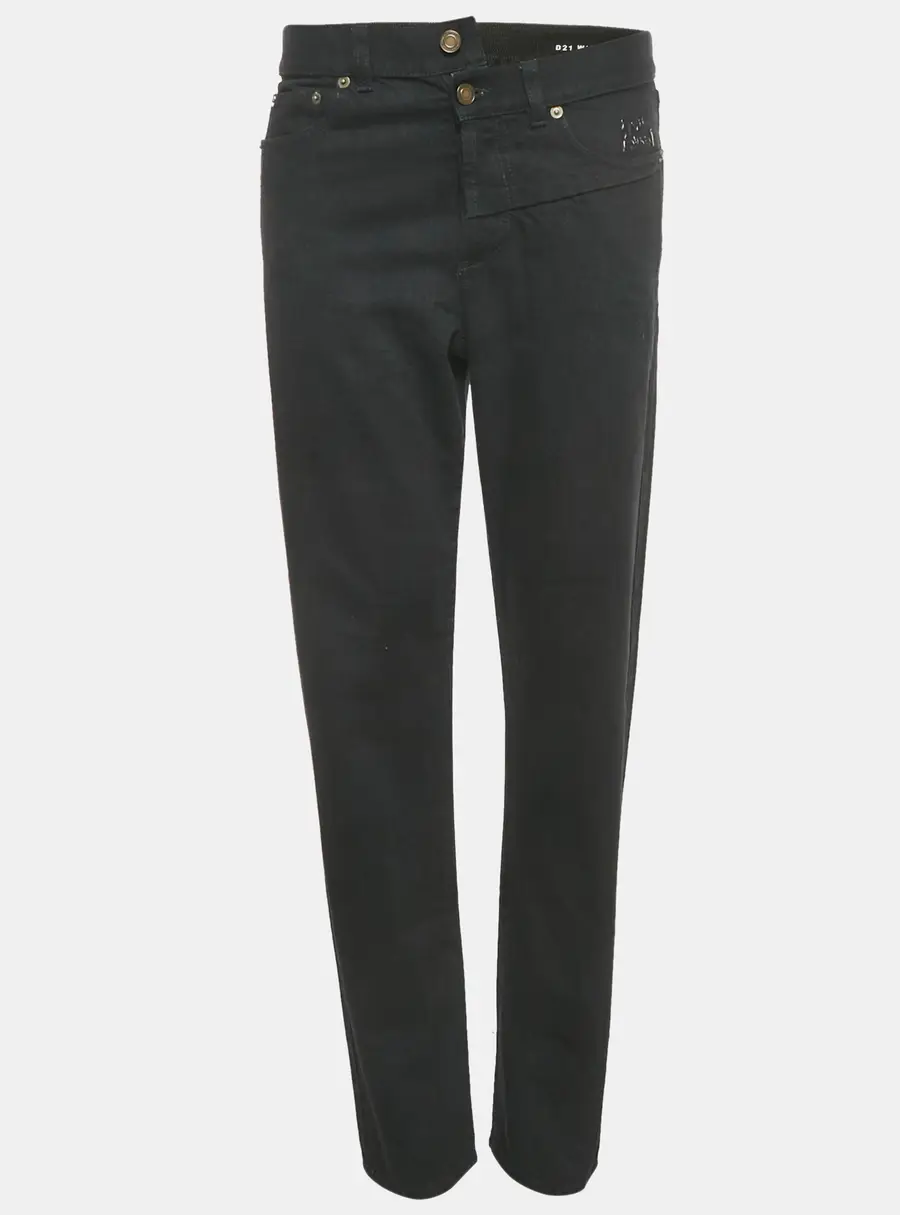 Saint Laurent Black Denim Crossover Slim Fit Jeans M Waist 29"