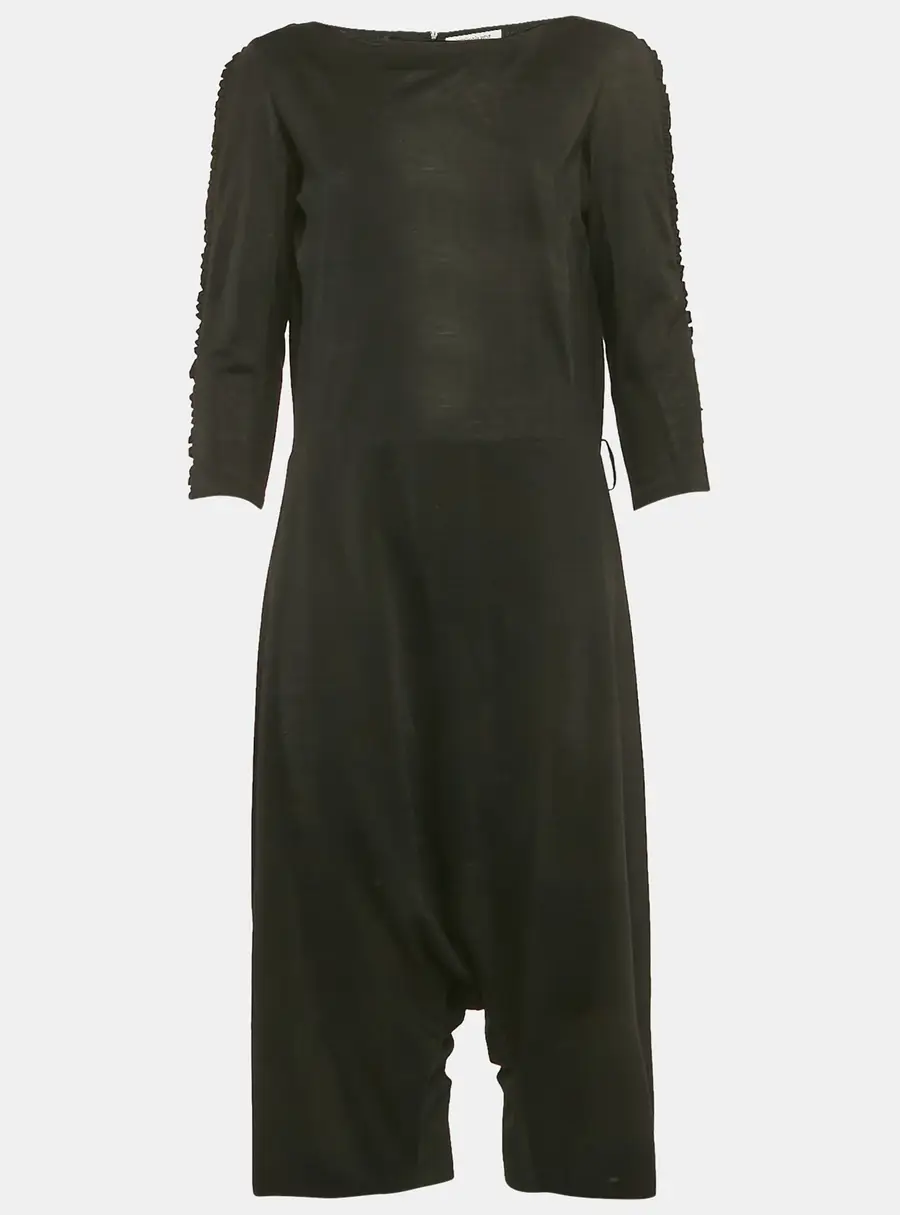 Saint Laurent Paris Black Jersey Frilled Playsuit S