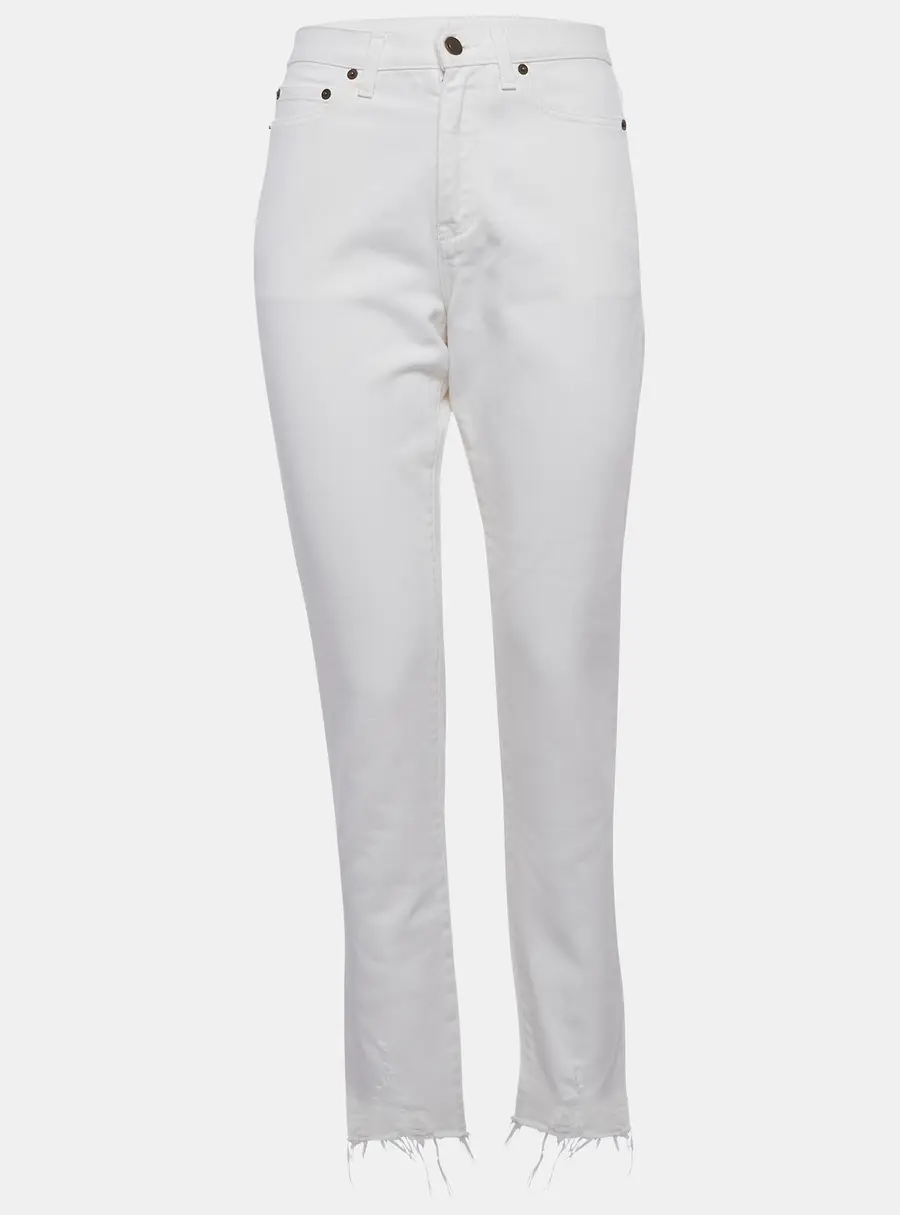Saint Laurent Paris White Denim Mid-Rise Jeans S/Waist 27"