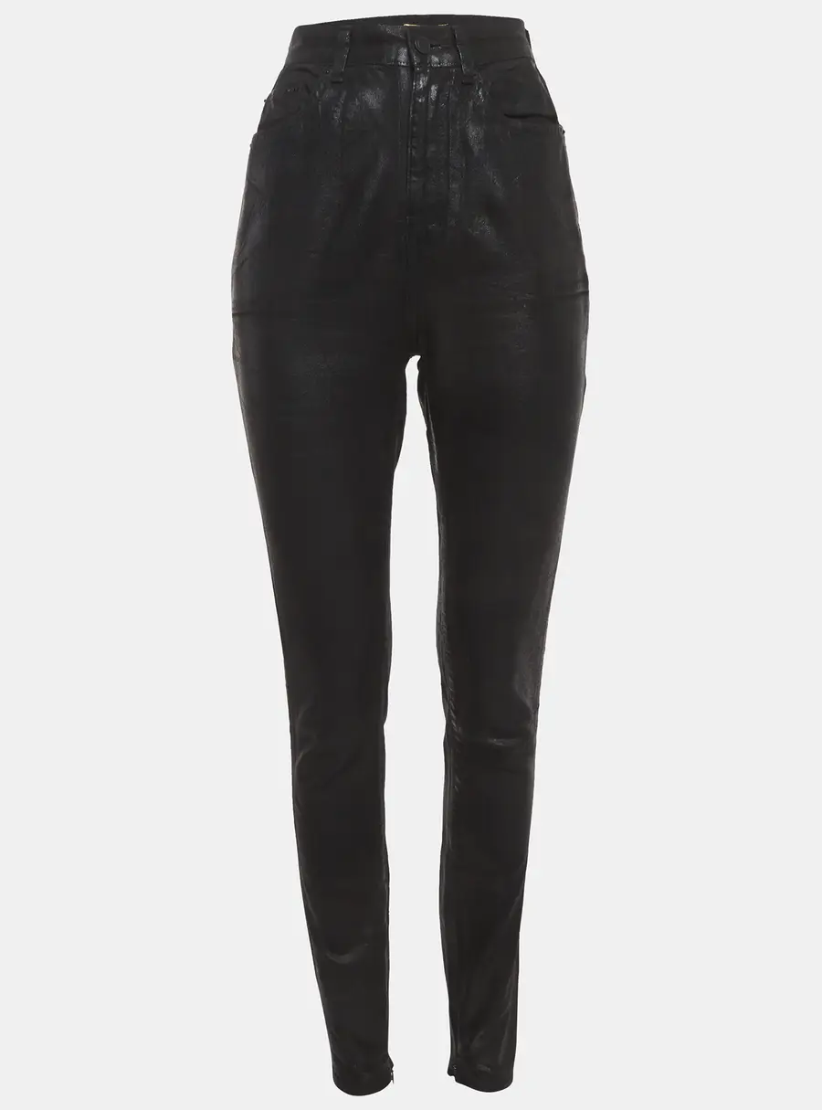 Saint Laurent Paris Black Waxed Denim Skinny Jeans M/Waist 27"