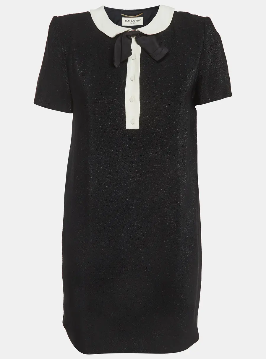 Saint Laurent Black Lurex Mini Dress M