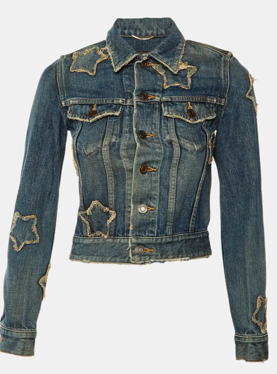 Saint Laurent Blue Denim Distressed Jacket XS