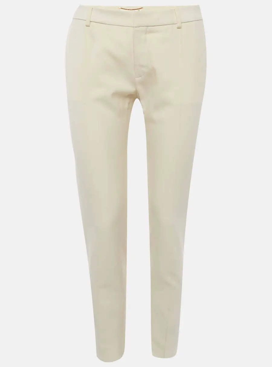 Saint Laurent Paris Cream Gabardine Straight Fit Trouser M
