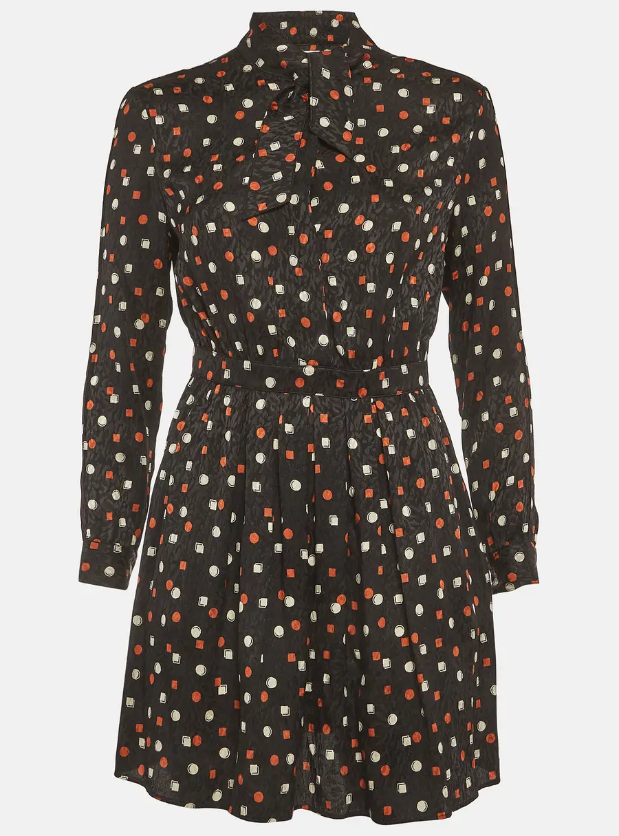 Saint Laurent Paris Multicolor Polka/Geometric Print Jacquard Silk Mini Dress M
