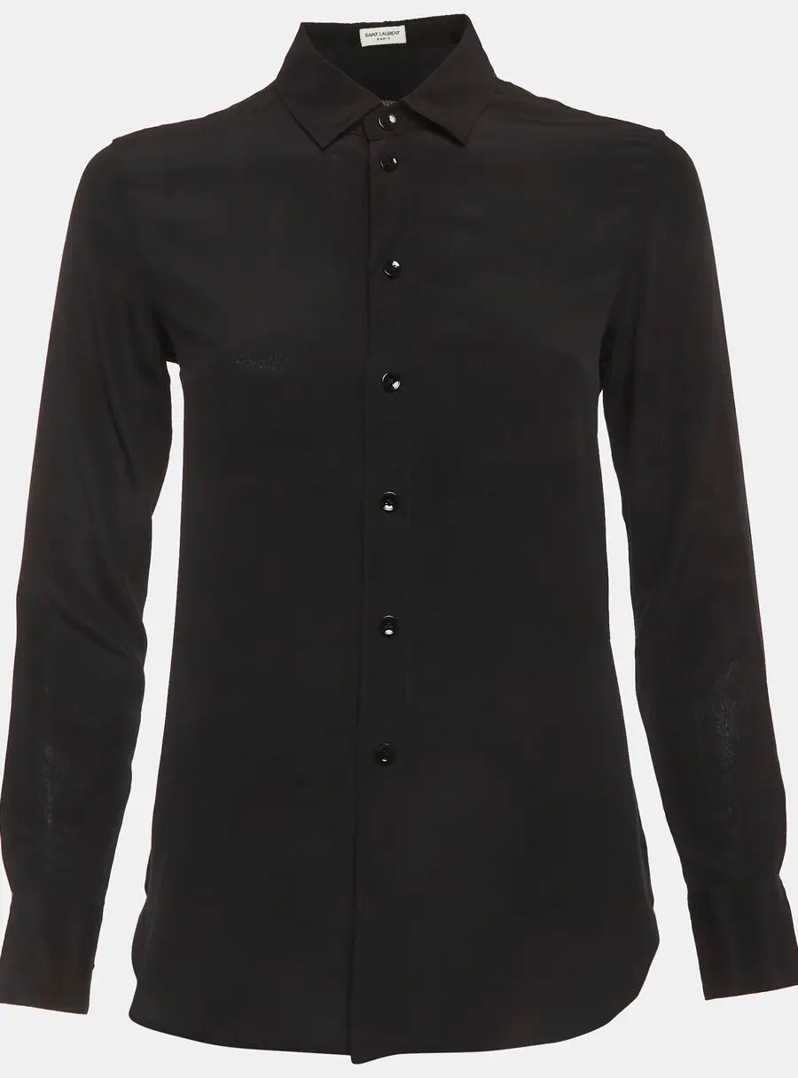 Saint Laurent Paris Black Chiffon Button Up Shirt S