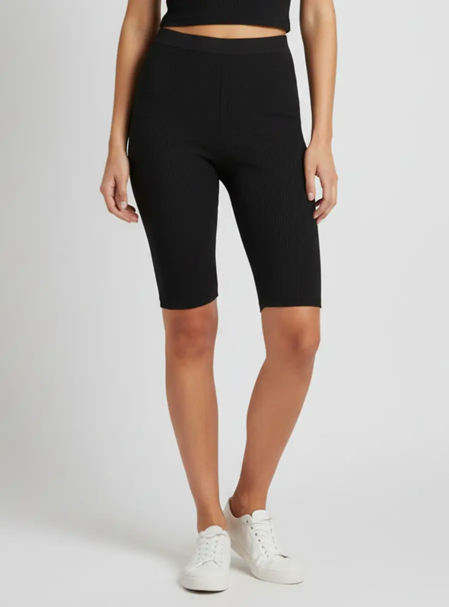Saint Laurent Black Rib Knit Cycling Shorts XS