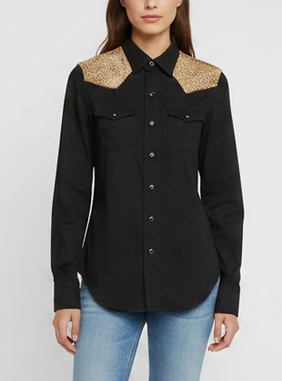 Saint Laurent Black Chambray Button Front Shirt S