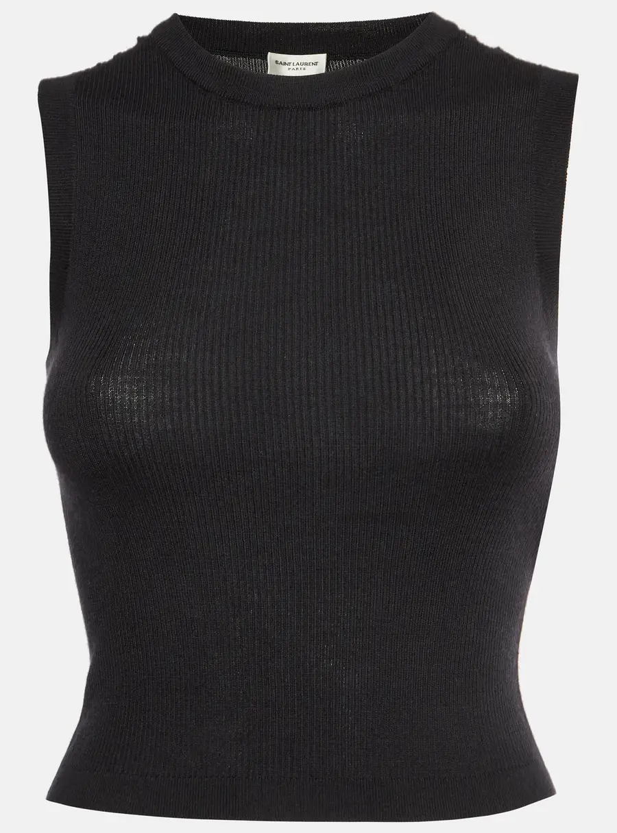Saint Laurent Paris Black Knit Sleeveless Top M