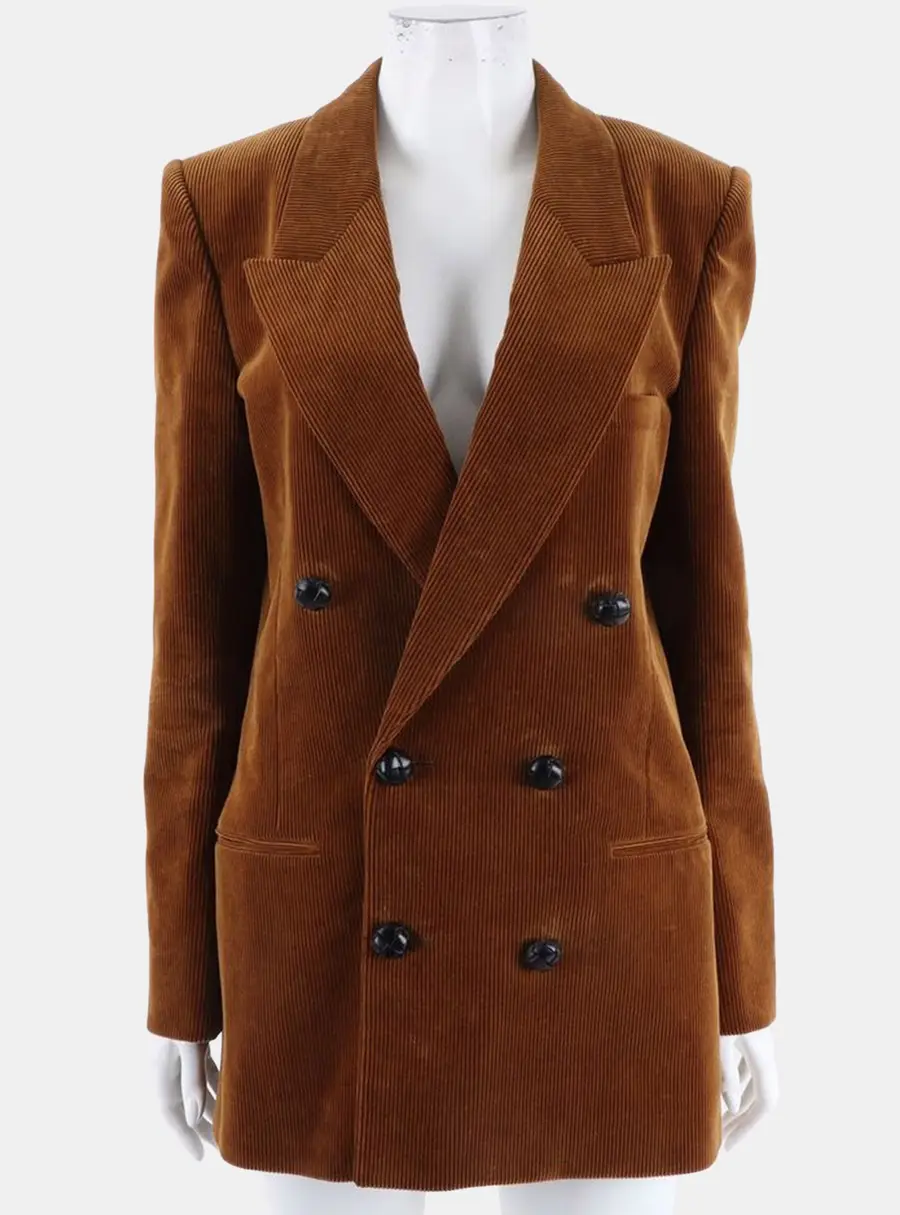 Saint Laurent Corduroy Brown Cotton Buttoned Jacket Size S