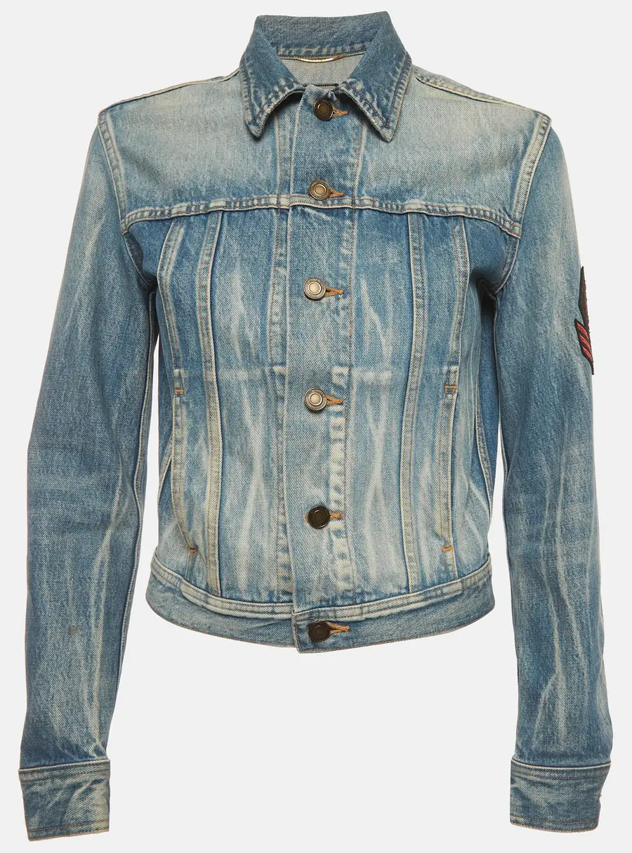 Saint Laurent Paris Blue Denim Fitted Jacket XS