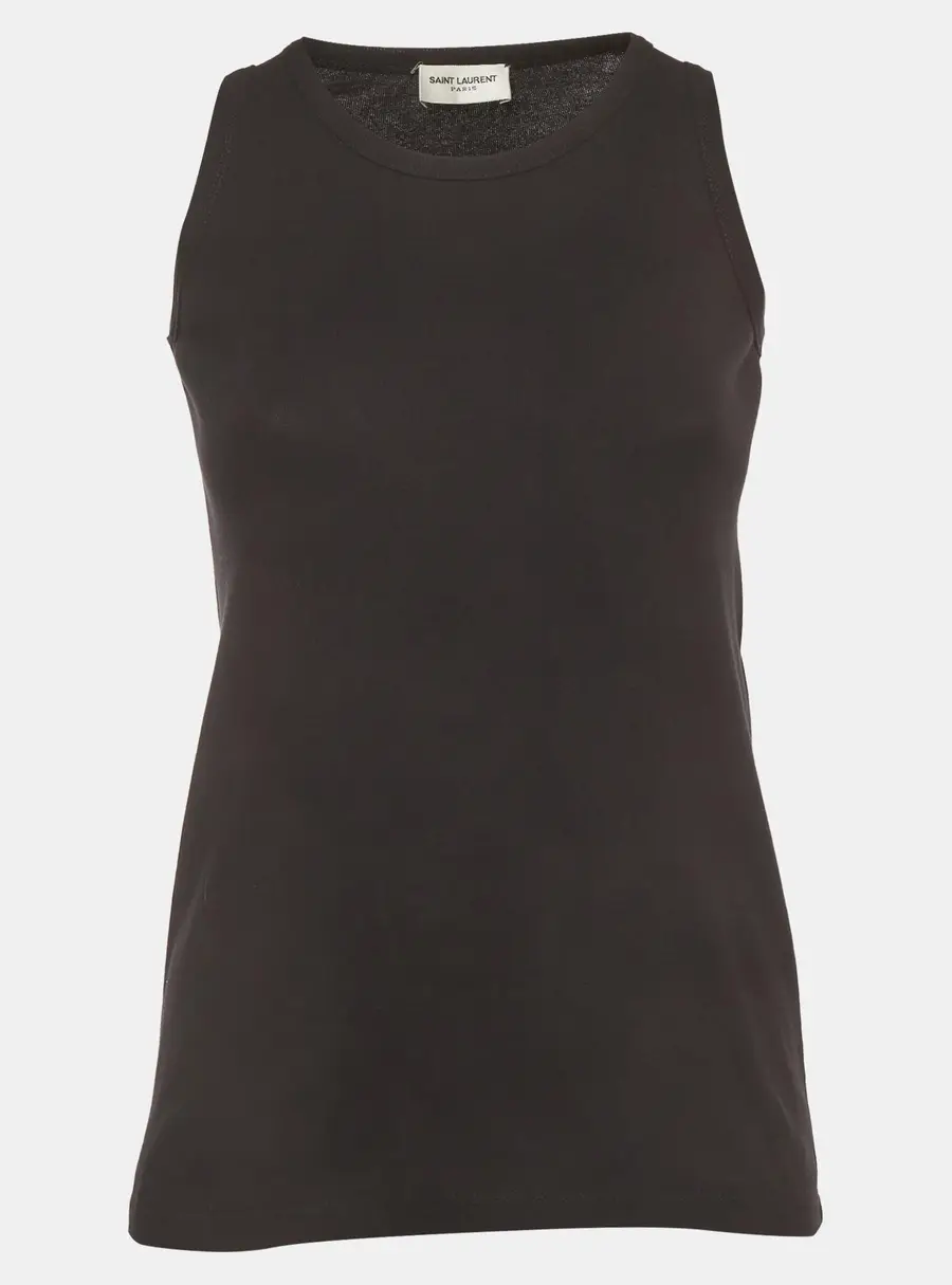 Saint Laurent Paris Black Cotton Knit Tank Top S