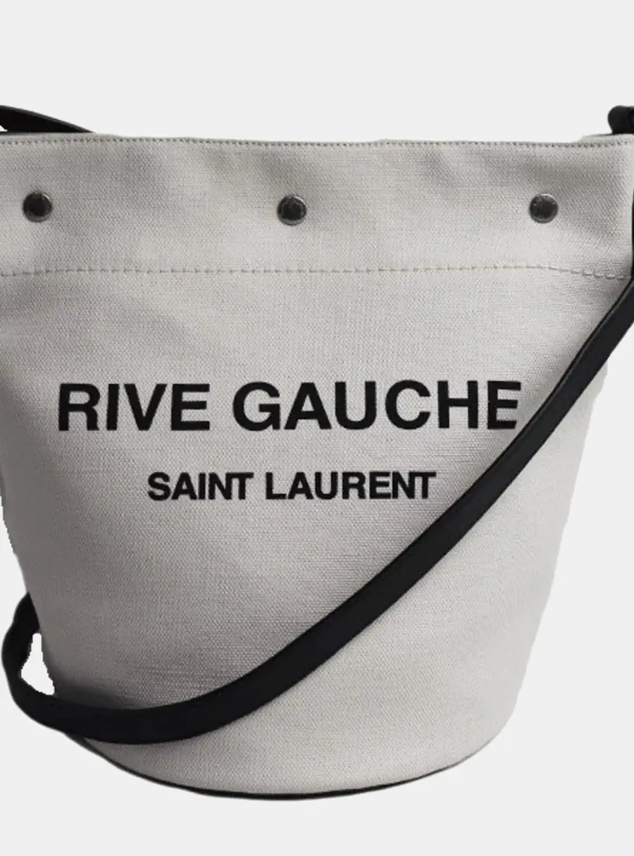 Saint Laurent Paris Black/White Canvas Rive Gauche Tote Bag