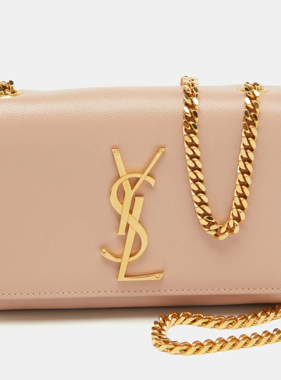 Saint Laurent Poudre Beige Grain Leather Small Kate Shoulder Bag