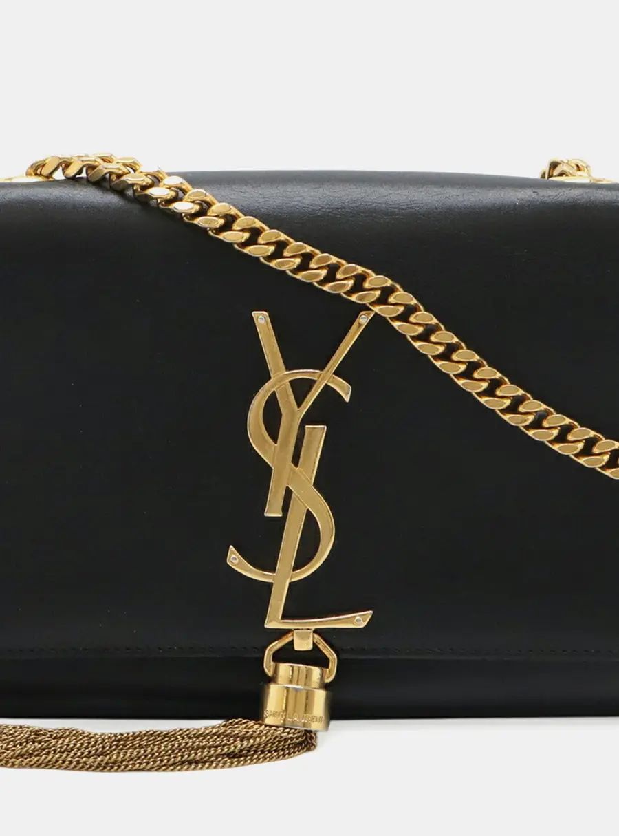Saint Laurent Kate Monogram Chain Black Leather Shoulder Bag