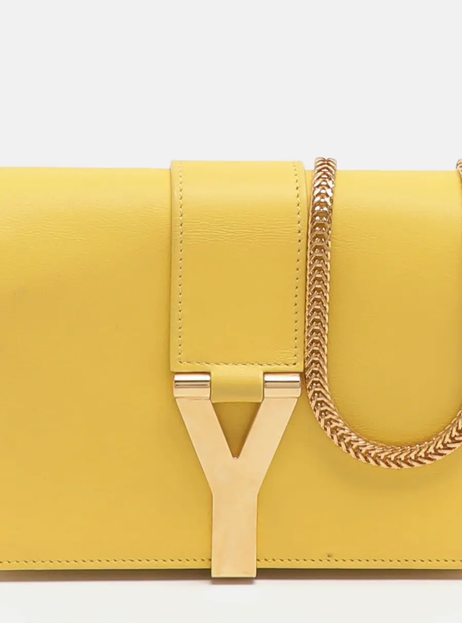 Saint Laurent Paris Y-Ligne Mini Yellow Leather Shoulder Bag
