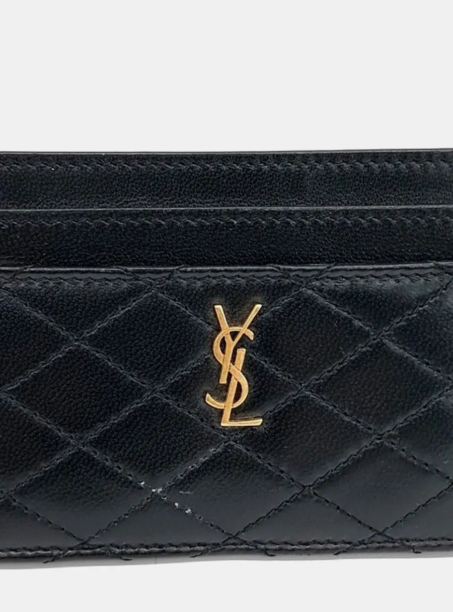 Saint Laurent Gaby Black Quilted Leather Card Holder Bag
