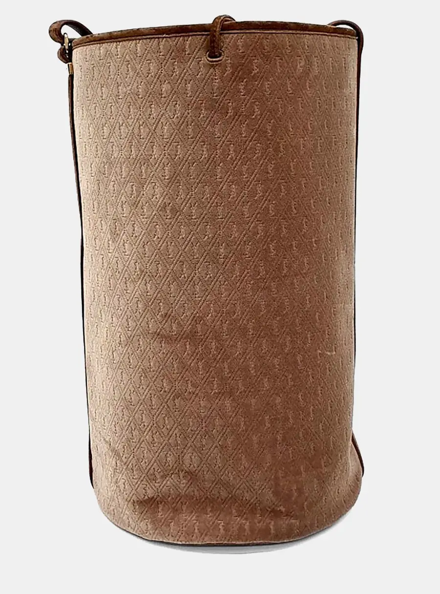 Saint Laurent Paris Brown Velvet Le Monogram Velvet Bucket Bag