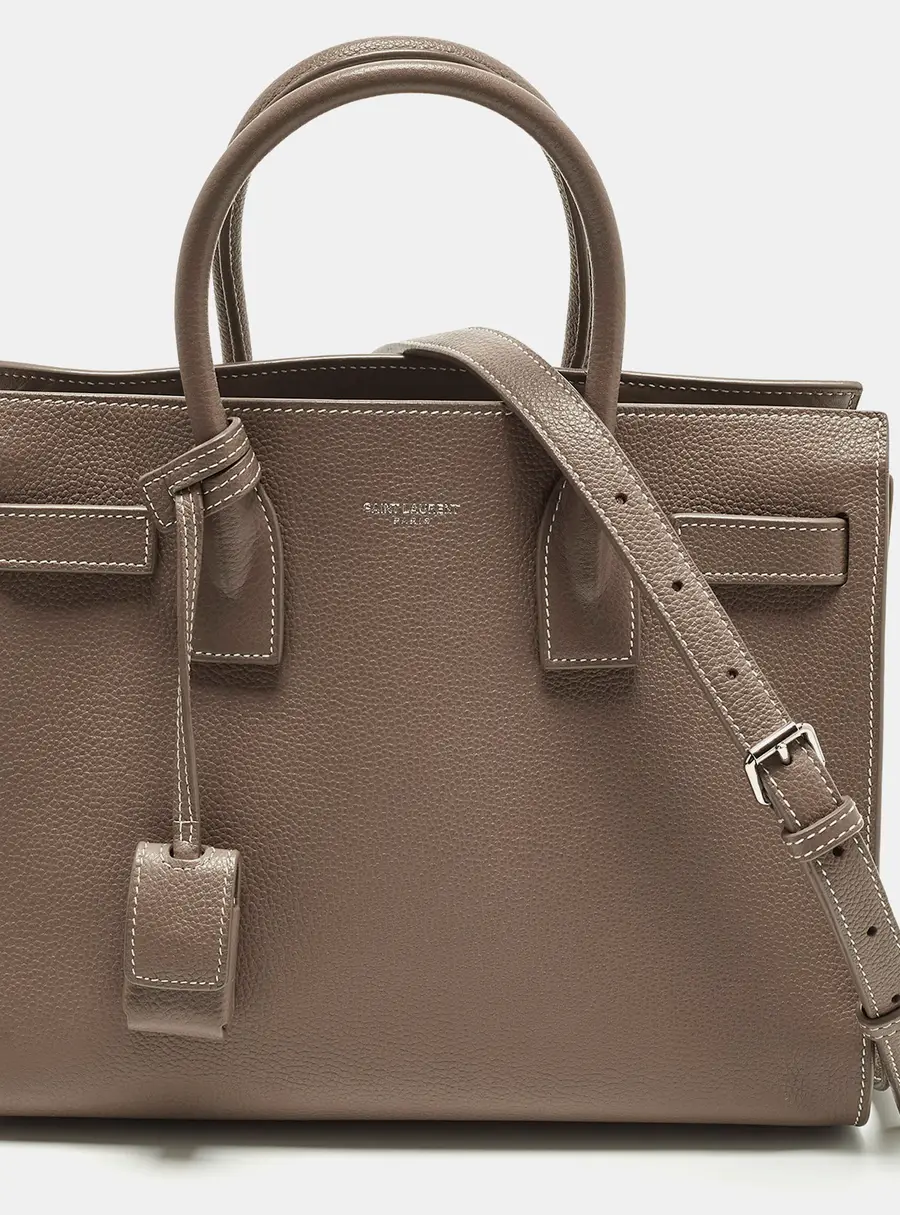 Saint Laurent Classic Sac De Jour Baby Dark Beige Leather Tote