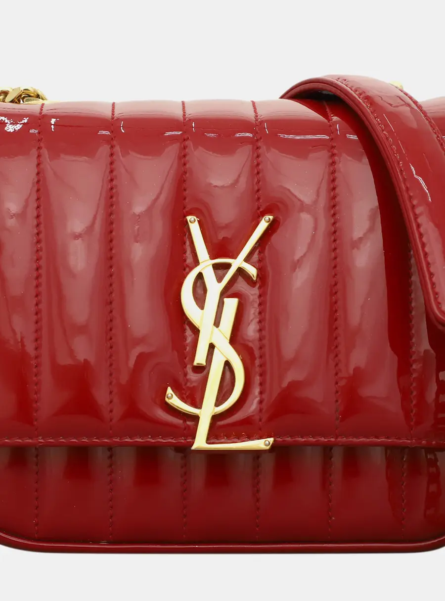 Saint Laurent Vicky Red Patent Leather Shoulder Bag