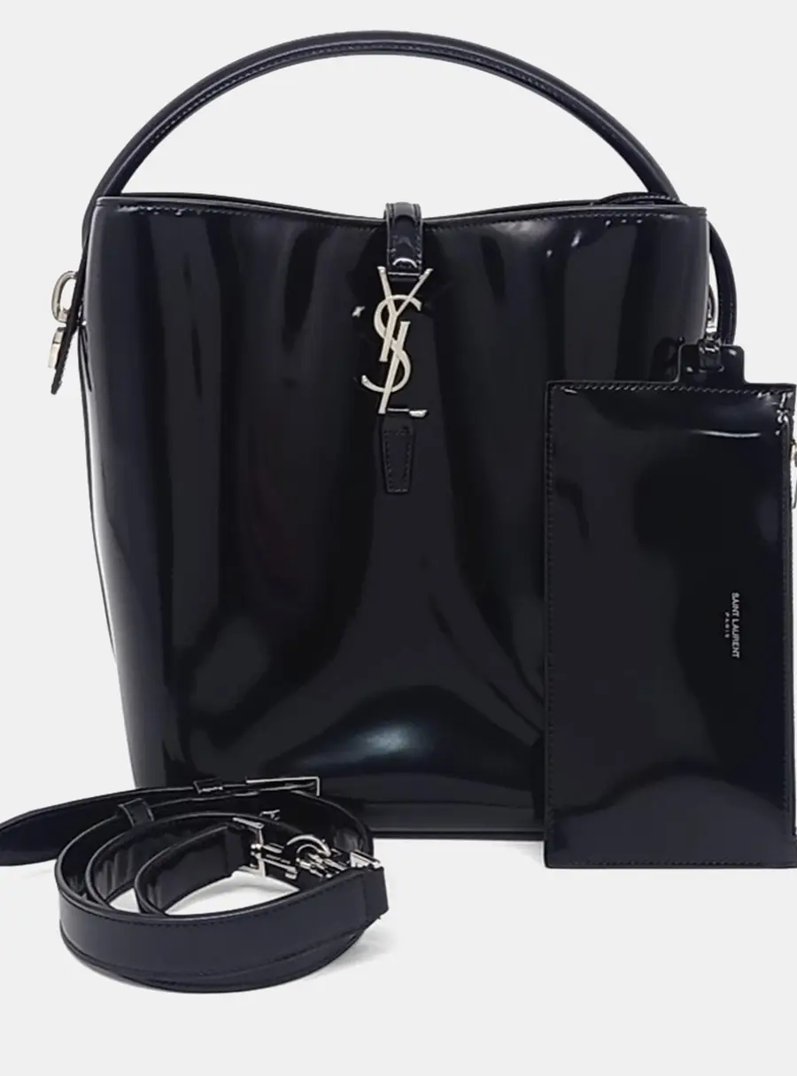 Saint Laurent Paris Black Leather LE37 Cassandra Bucket Bag