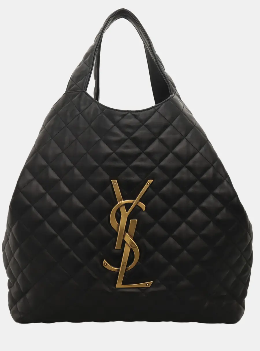 Yves Saint Laurent Icare Maxi Black Quilted Lambskin Leather Shoulder Bag