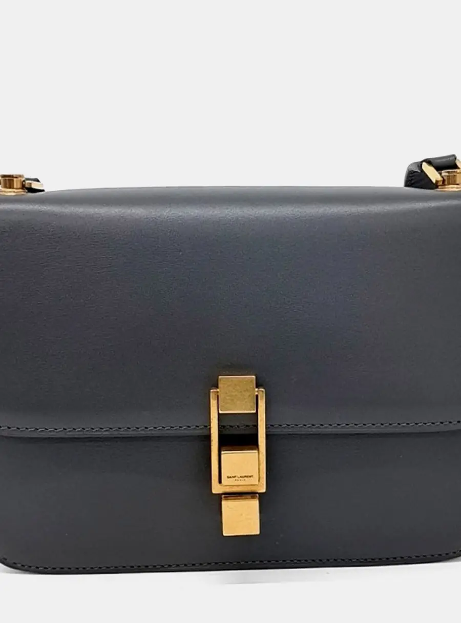 Saint Laurent Leather Grey Carr&eacute; Satchel Bag (633214)