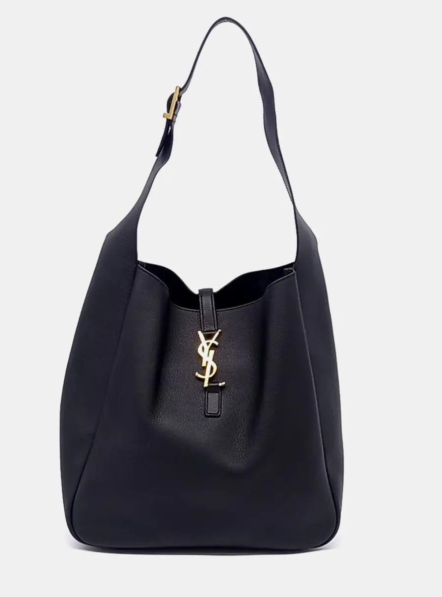 Saint Laurent Le 5 A 7 Hobo Large Black Grained Leather Shoulder Bag