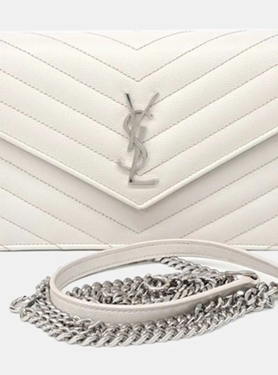 Saint Laurent Paris White Leather Cassandra Mini Crossbody Bag