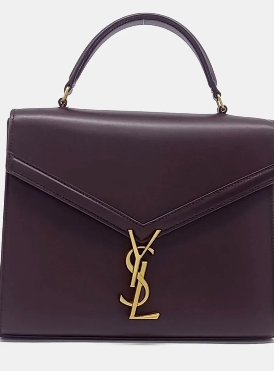 Saint Laurent Paris Burgundy Leather Cassandra Top Handle Shoulder Bag Medium (623931)