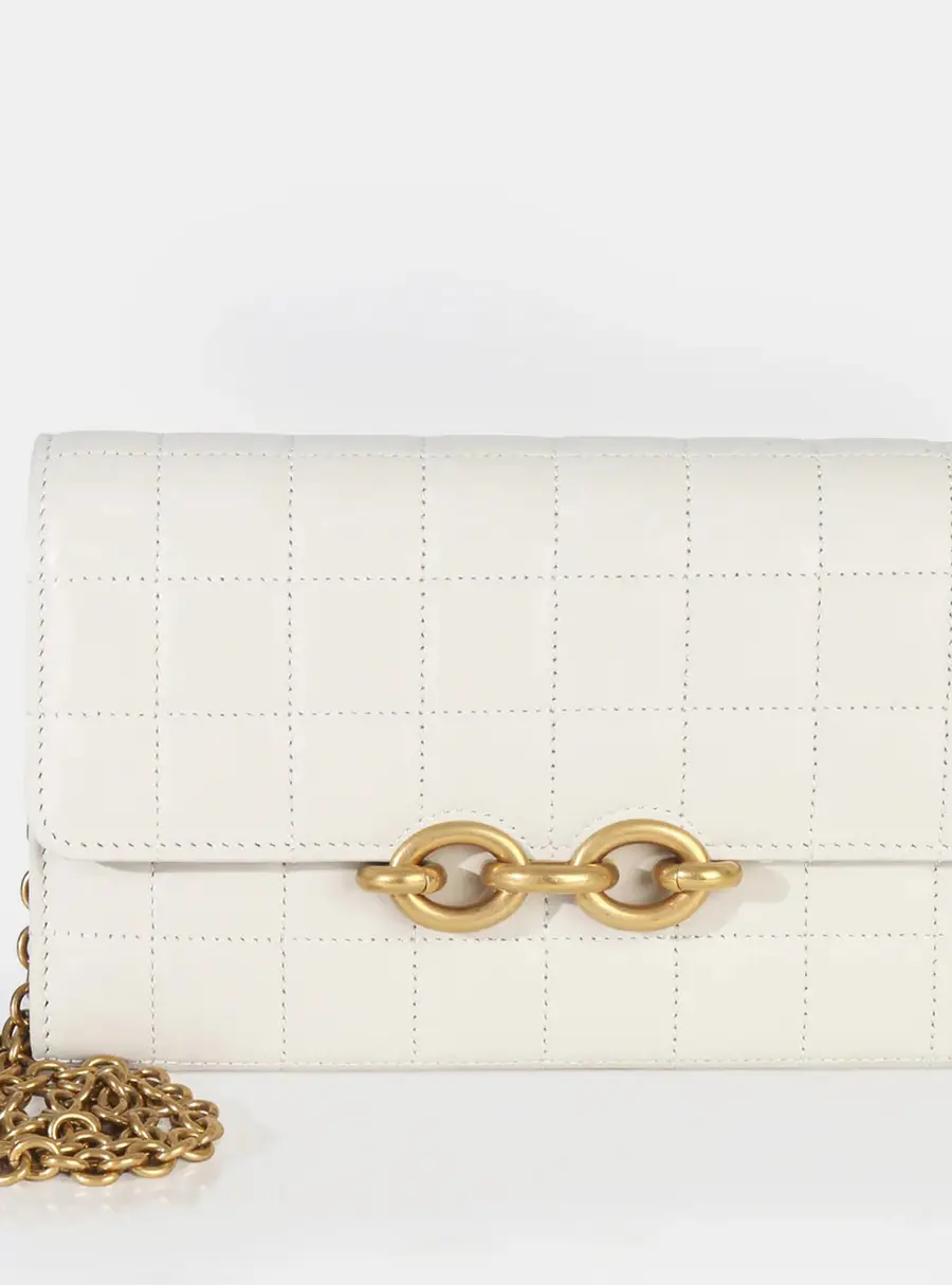 Saint Laurent Le Maillon Wallet On Chain White Soft Calfskin Leather Crossbody Bag