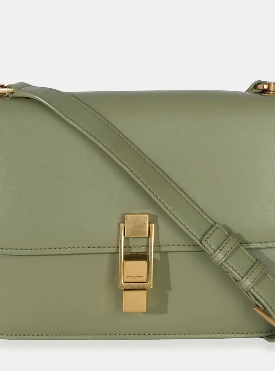 Saint Laurent Le Carre Light Green Smooth Calfskin Leather Satchel Bag