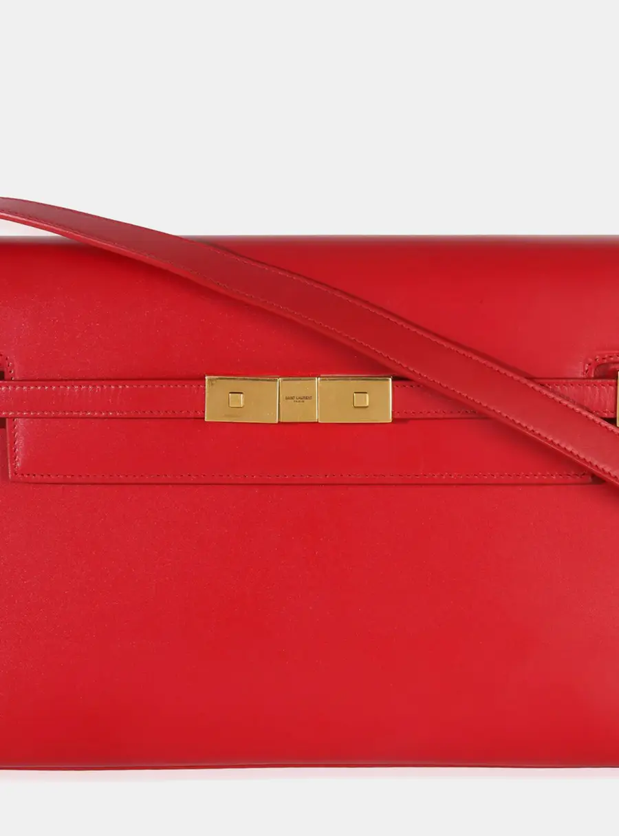 Saint Laurent Manhattan Medium Red Calfskin Leather Shoulder Bag
