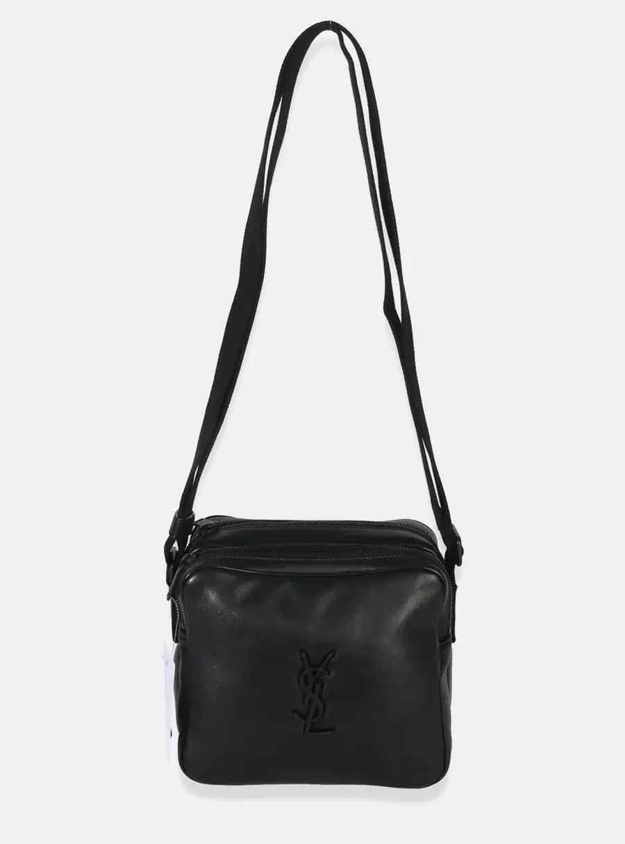 Saint Laurent Black Lambskin Monogram Niki Cube Camera Bag