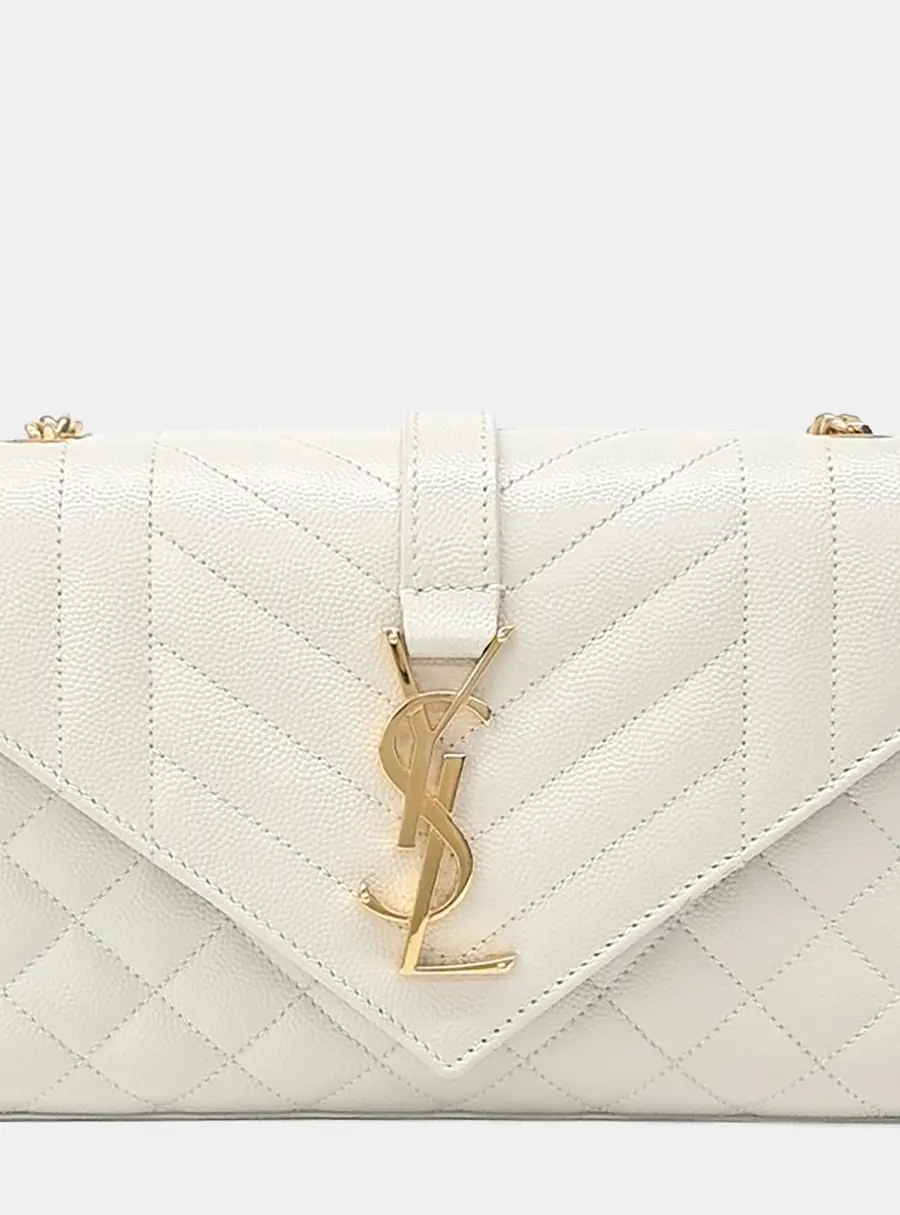 Saint Laurent Monogram White Chain Shoulder Bag (600195)