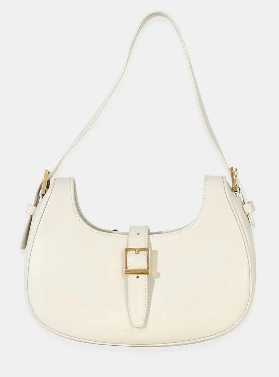Saint Laurent Le Fermoir Hobo Small Cream Smooth Calfskin Leather Hobo Bag