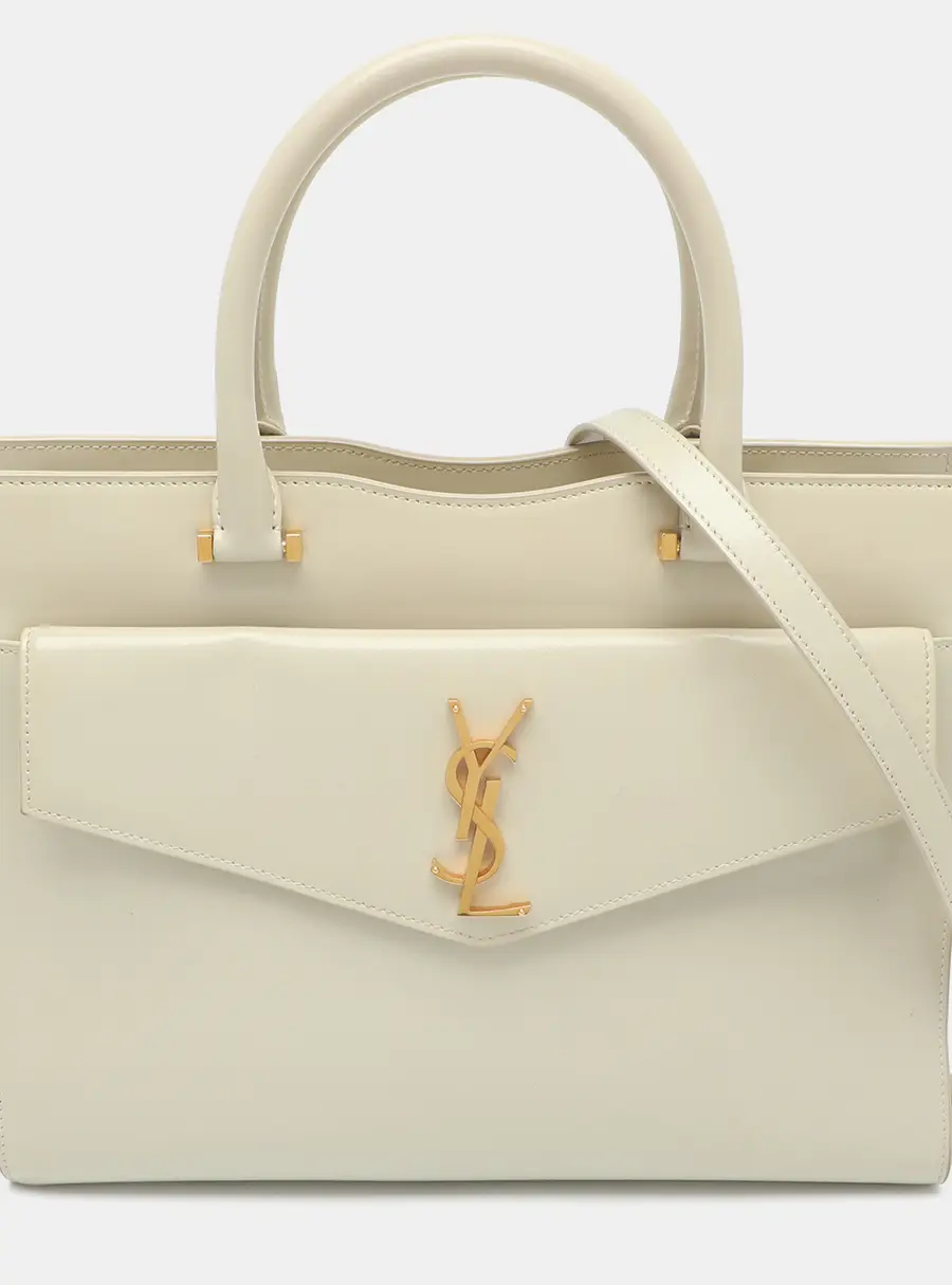 Saint Laurent Uptown Medium Cream Leather Tote