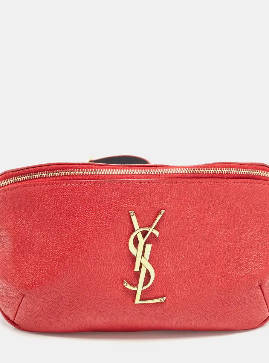 Saint Laurent Monogram Red Leather Belt Bag